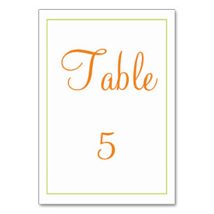 Tarjeta De Mesa Naranja elegante y verde