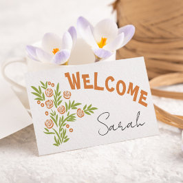 Tarjeta De Mesa Naranja Floral