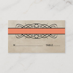 Tarjeta De Mesa Naranja Flourish Border Boda Place Card