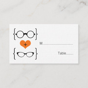 Tarjeta De Mesa Naranja Geeky Glasses Boda Place Cards