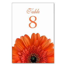 Tarjeta De Mesa Naranja Gerbera Daisy Boda Blanco