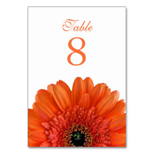 Tarjeta De Mesa Naranja Gerbera Daisy Boda Blanco
