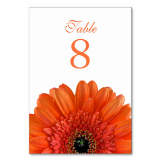 Tarjeta De Mesa Naranja Gerbera Daisy Boda Blanco