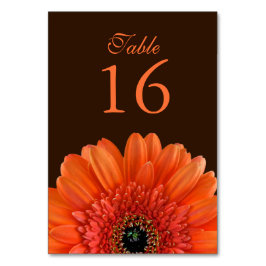Tarjeta De Mesa Naranja Gerbera Daisy Brown Boda