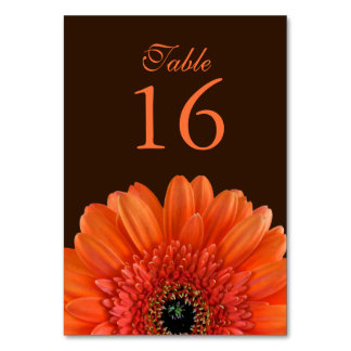 Tarjeta De Mesa Naranja Gerbera Daisy Brown Boda