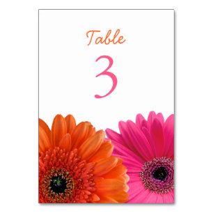 Tarjeta De Mesa Naranja Gerbera Gerber Daisy Boda Blanco