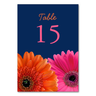 Tarjeta De Mesa Naranja Gerbera Gerber Daisy Boda de la Marina