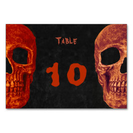 Tarjeta De Mesa Naranja gótico de media calavera Boda negro de Hal