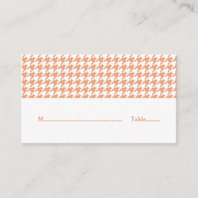 Tarjeta De Mesa Naranja Houndstoth Boda Place Card (Anverso)