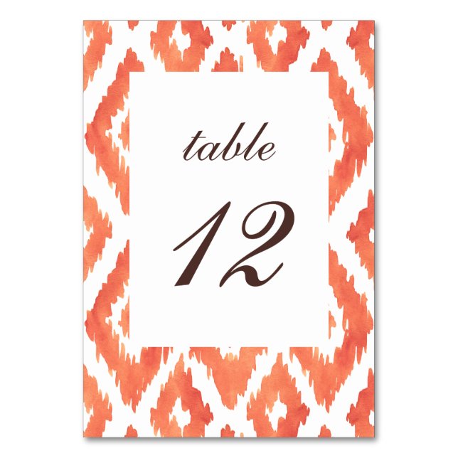 Tarjeta De Mesa Naranja Ikat (Anverso)