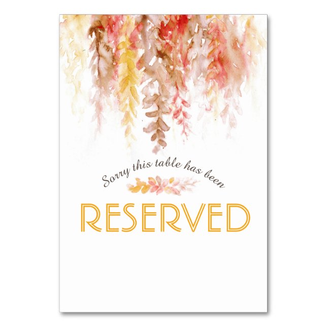 Tarjeta De Mesa Naranja marrón en cascada reservada (Reverso)