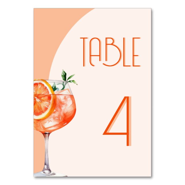 Tarjeta De Mesa Naranja moderno Aperol Spritz Bridal Shower (Anverso)