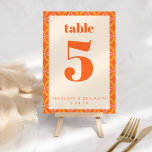 Tarjeta De Mesa Naranja moderno brillante Personalizado geométrico<br><div class="desc">Naranja moderno brillante Personalizado geométrico retro número de tabla</div>