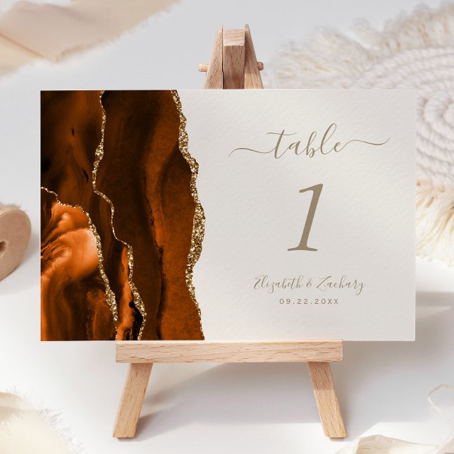 Tarjeta De Mesa Naranja quemado Agate de Oro Boda de Marfil (Subido por el creador)