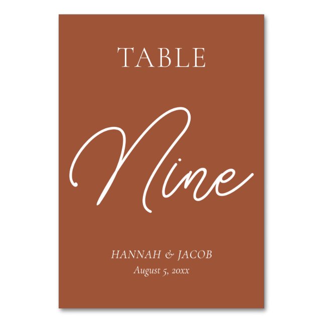 Tarjeta De Mesa Naranja quemado Boda de óxido Nueve (Anverso)