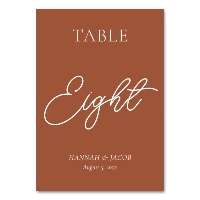 Tarjeta De Mesa Naranja quemado Boda de óxido ocho (Anverso)