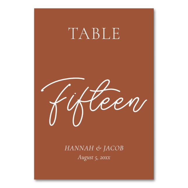 Tarjeta De Mesa Naranja quemado Boda de óxido Quince (Anverso)