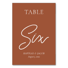 Tarjeta De Mesa Naranja quemado Boda de óxido seis