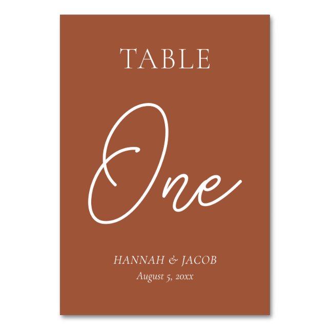 Tarjeta De Mesa Naranja quemado Boda de óxido uno (Anverso)