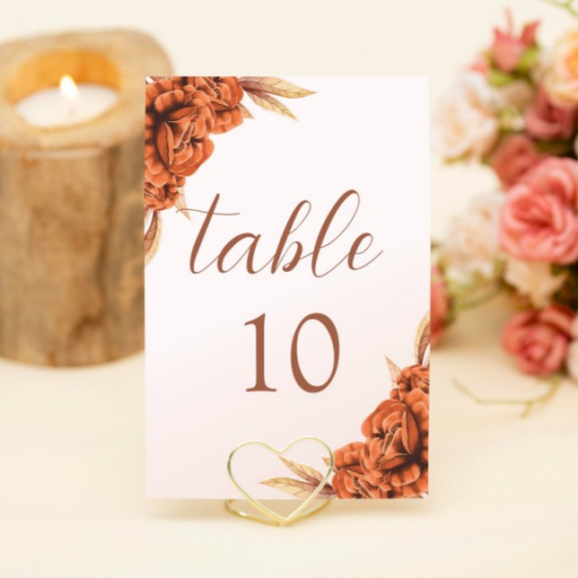 Tarjeta De Mesa Naranja Quemado Boho Boda Floral Terracotta (Subido por el creador)