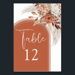 Tarjeta De Mesa Naranja Quemado Boho Floral y Boda de Grass Pampas<br><div class="desc">Estas soñadoras tarjetas de números de mesa bodas de boho son perfectas para una boda de otoño. Las cartas tienen un tema de boho con tonos de naranja quemado, terracota, melocotón y crema. Una elegante exposición de flores, hojas, pampas hierba, arcos con tonos tierra y número de mesa. Los estilos...</div>