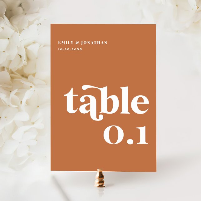 Tarjeta De Mesa Naranja quemado Boho Retro Boda de los años 70 (Subido por el creador)