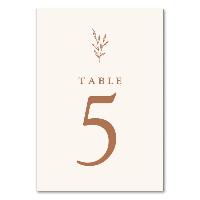 Tarjeta De Mesa Naranja quemado botánico número de tabla de bodas (Anverso)