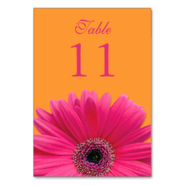 Tarjeta De Mesa Naranja Rosado Caliente Gerbera Daisy Boda
