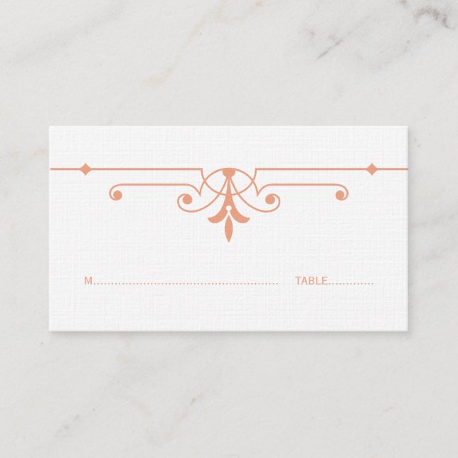Tarjeta De Mesa Naranja v2 Fancy Ornamental Place Card (Anverso)