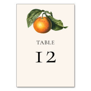Tarjeta De Mesa Naranja Vintage Citrus Greenery Boda Botánico