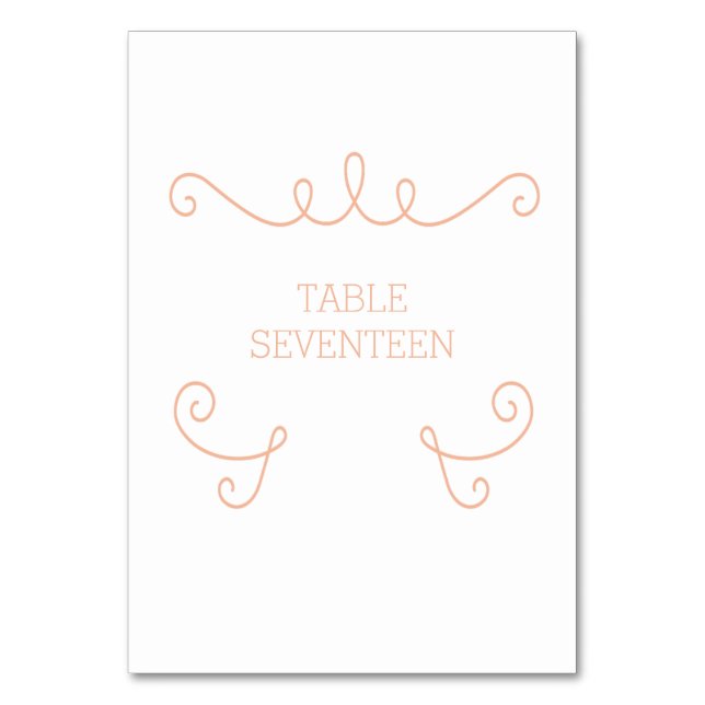Tarjeta de mesa naranja Whimsical Flourish (Anverso)