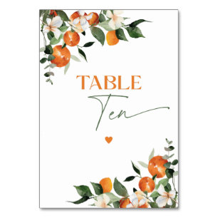 Tarjeta De Mesa Naranjas Eucalyptus número de tabla de temas de cí