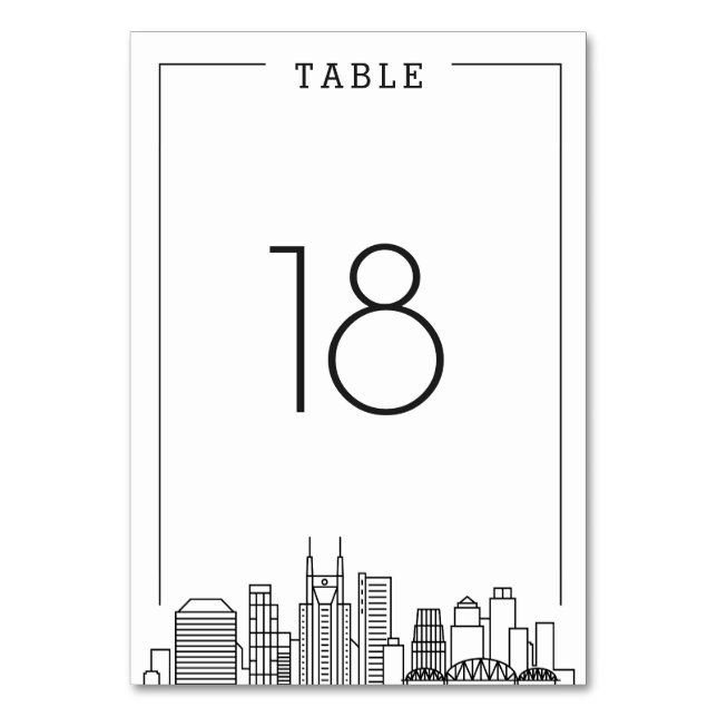 Tarjeta De Mesa Nashville, Boda de Tennessee | Número de tabla (Anverso)