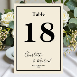 Tarjeta De Mesa Natural White Script Minimalist Wedding