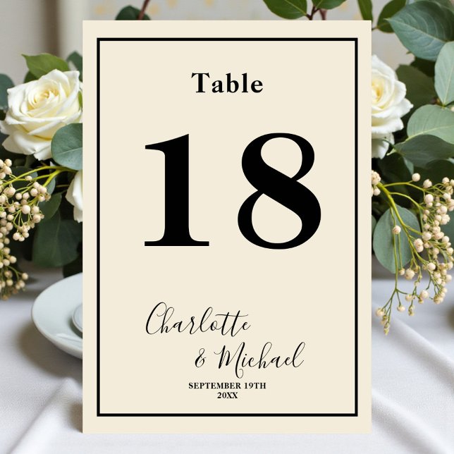 Tarjeta De Mesa Natural White Script Minimalist Wedding (Subido por el creador)
