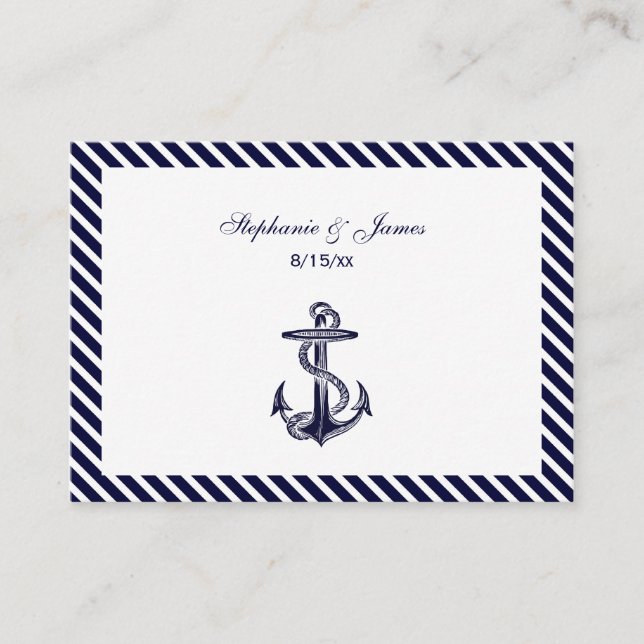Tarjeta De Mesa Nautical Anchor Naval Diag Strin para Colocar Cart (Anverso)