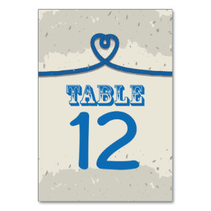 Tarjeta De Mesa Nautical Beach Blue Heart Knot número de tabla