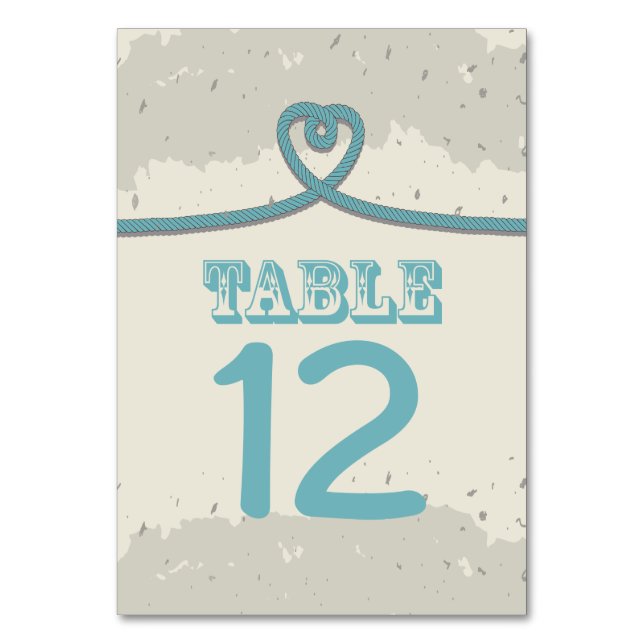Tarjeta De Mesa Nautical Beach Heart Knot Table Number (Reverso)