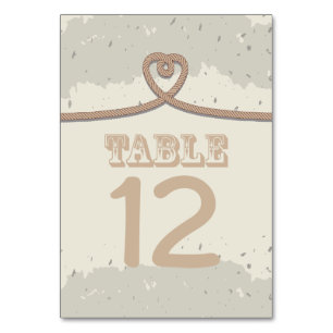 Tarjeta De Mesa Nautical Beach Sand Heart Knot Número de tabla