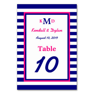 Tarjeta De Mesa Nautical Table Number Navy and Pink