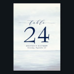 Tarjeta De Mesa Nautical Watercolor Ocean Navy número de tabla azu<br><div class="desc">Cuando se trata de la papelería boda,  los estilos de playa empiezan el tema para una noche mágica o todo un fin de semana boda junto al mar. Este diseño de inspiración oceánica,  con fondo oceánico de acuarela,  da la tónica de su boda costero.</div>