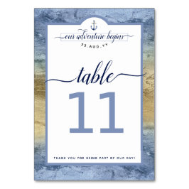 Tarjeta De Mesa #Náutico Azul Acero y Oro Evento #Boda