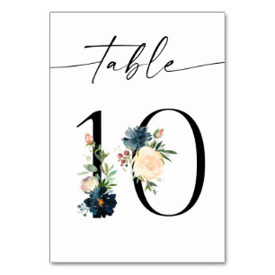 Tarjeta De Mesa Nave, Dusty Blue & Pink Floral Table Número 10