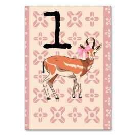 Tarjeta De Mesa Navidad elegante con patrón de cierva rosa 