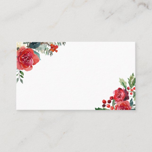 Tarjeta De Mesa Navidades acuarelas Flores y bordes de los tonos d (Anverso)
