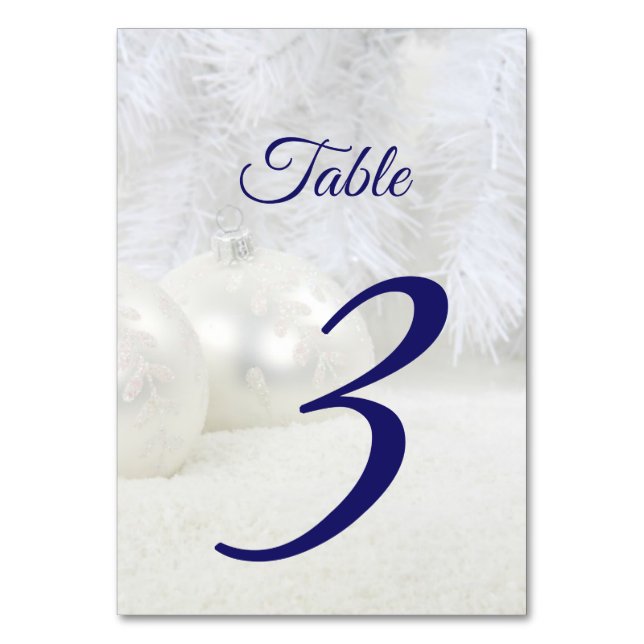 Tarjeta De Mesa Navidades blancos | Boda de Invierno (Anverso)