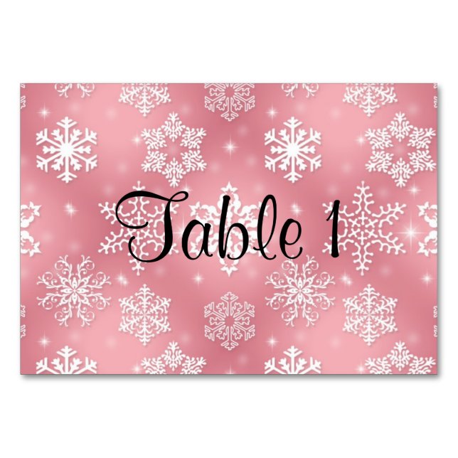 Tarjeta De Mesa Navidades Copos de nieve (rojo) (Anverso)