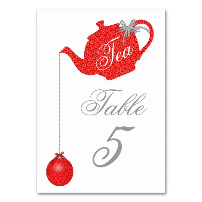 Tarjeta De Mesa Navidades de encaje rojo Fiesta de té (Anverso)