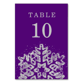Tarjeta De Mesa Navidades de invierno Boda  Plata Púrpura
