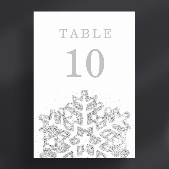 Tarjeta De Mesa Navidades de invierno sencillos Boda de vacaciones (Simple Winter Christmas Holiday Wedding Silver Table Number)
